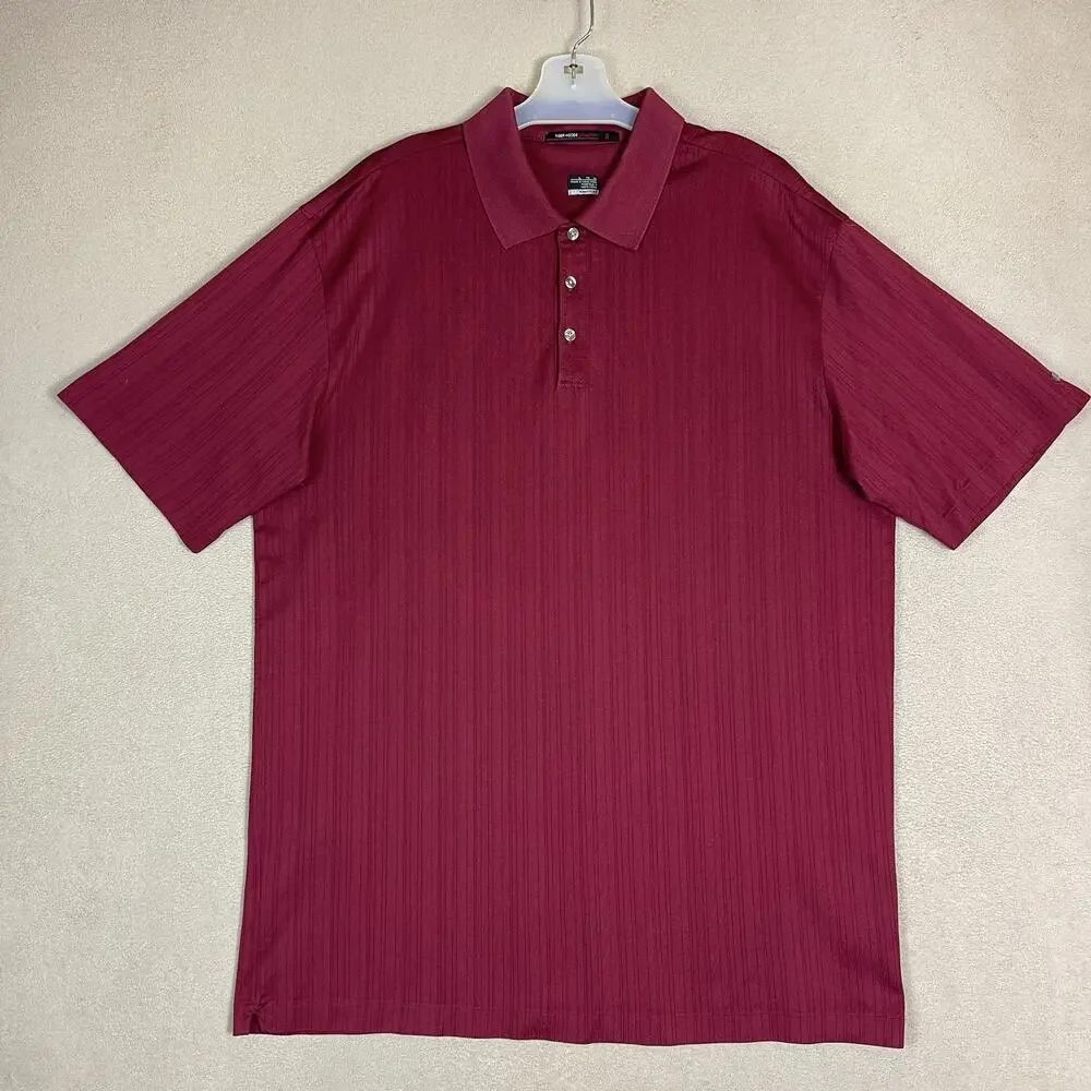 Nike Tiger Woods Polo Shirt Mens XL‎ Burgundy Dri-Fit Short Sleeve Regular Fit